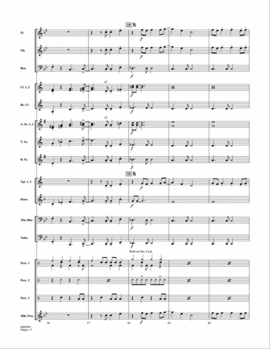 Happy (from Despicable Me 2) - Conductor Score (Full Score) Concert Band scores gallery preview page 5