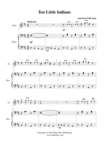 Ten Little Indians - Flute Duet and Piano image number null