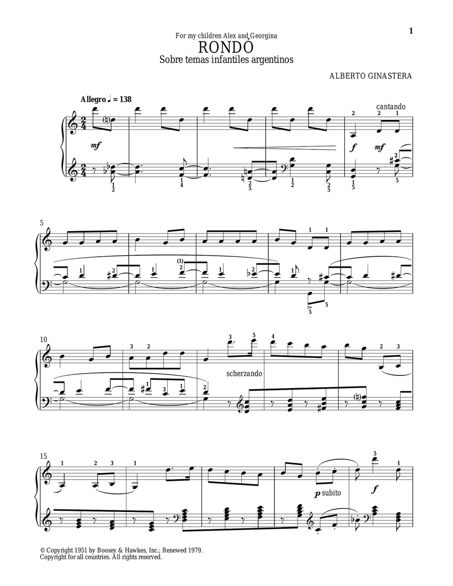 Rondo On Argentine Children's Folk Tunes Piano Solo scores gallery preview page 1