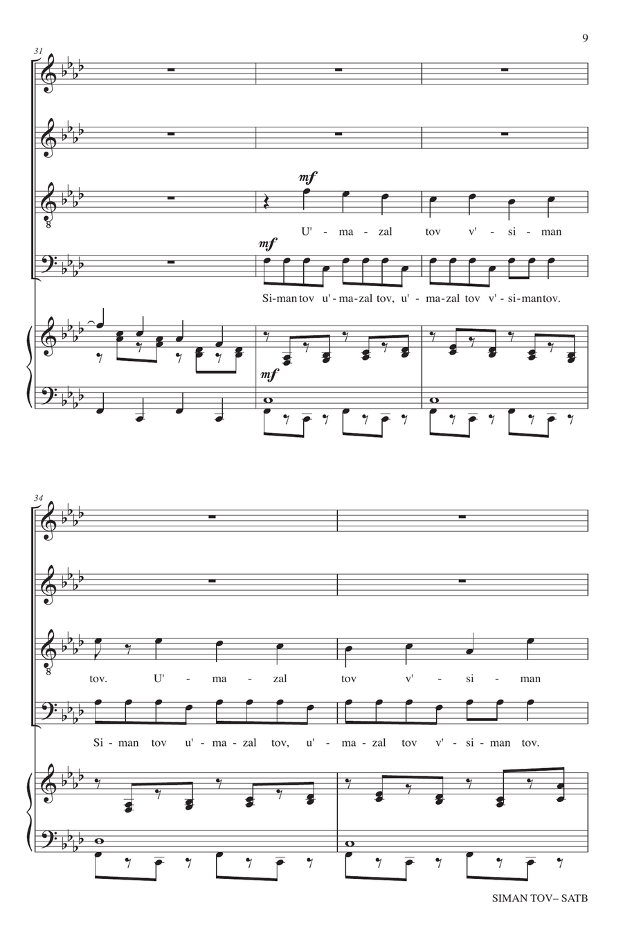 Siman Tov (A Good Sign) 4-Part scores gallery preview page 7