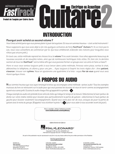FastTrack Guitar Method – Book 2 – French Edition – With Online Audio image number null