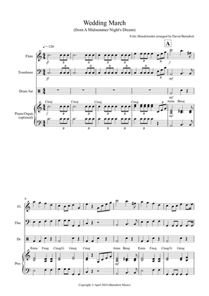Wedding March (from A Midsummer Night's Dream) for Flute and Trombone Duet