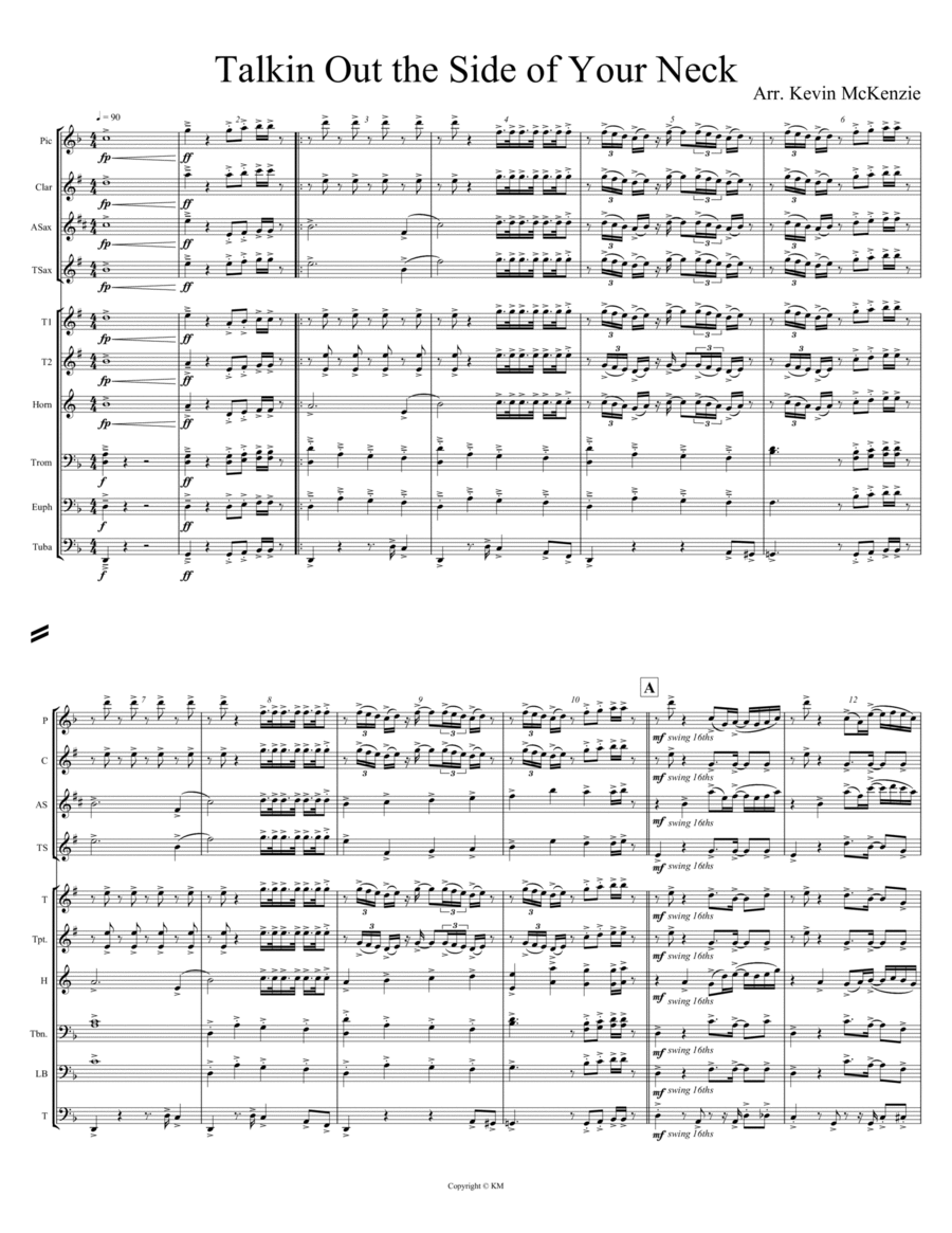 Talkin' Out Of The Side Of Your Neck Marching Band scores gallery preview page 1
