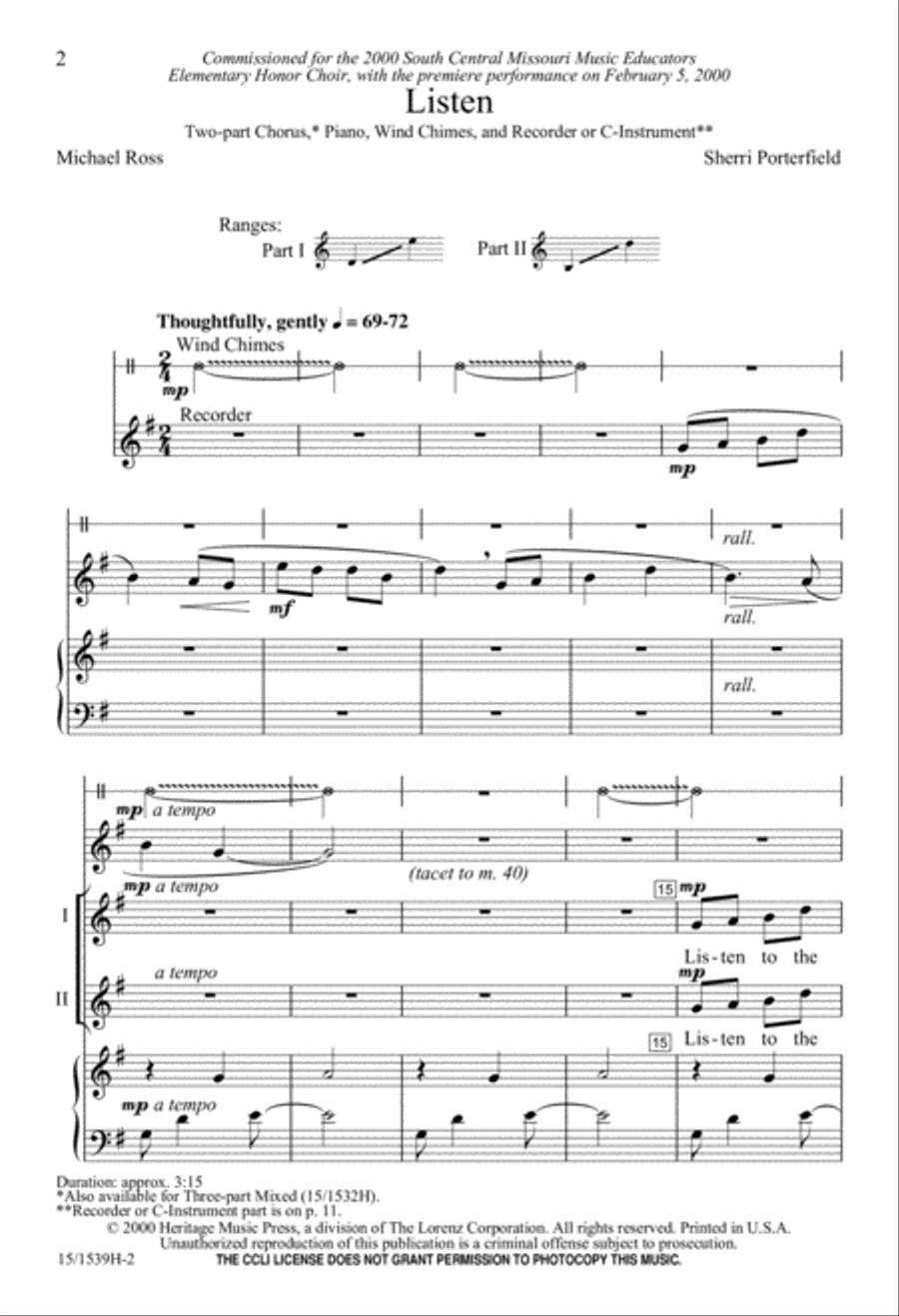 Listen 2-Part scores gallery preview page 2
