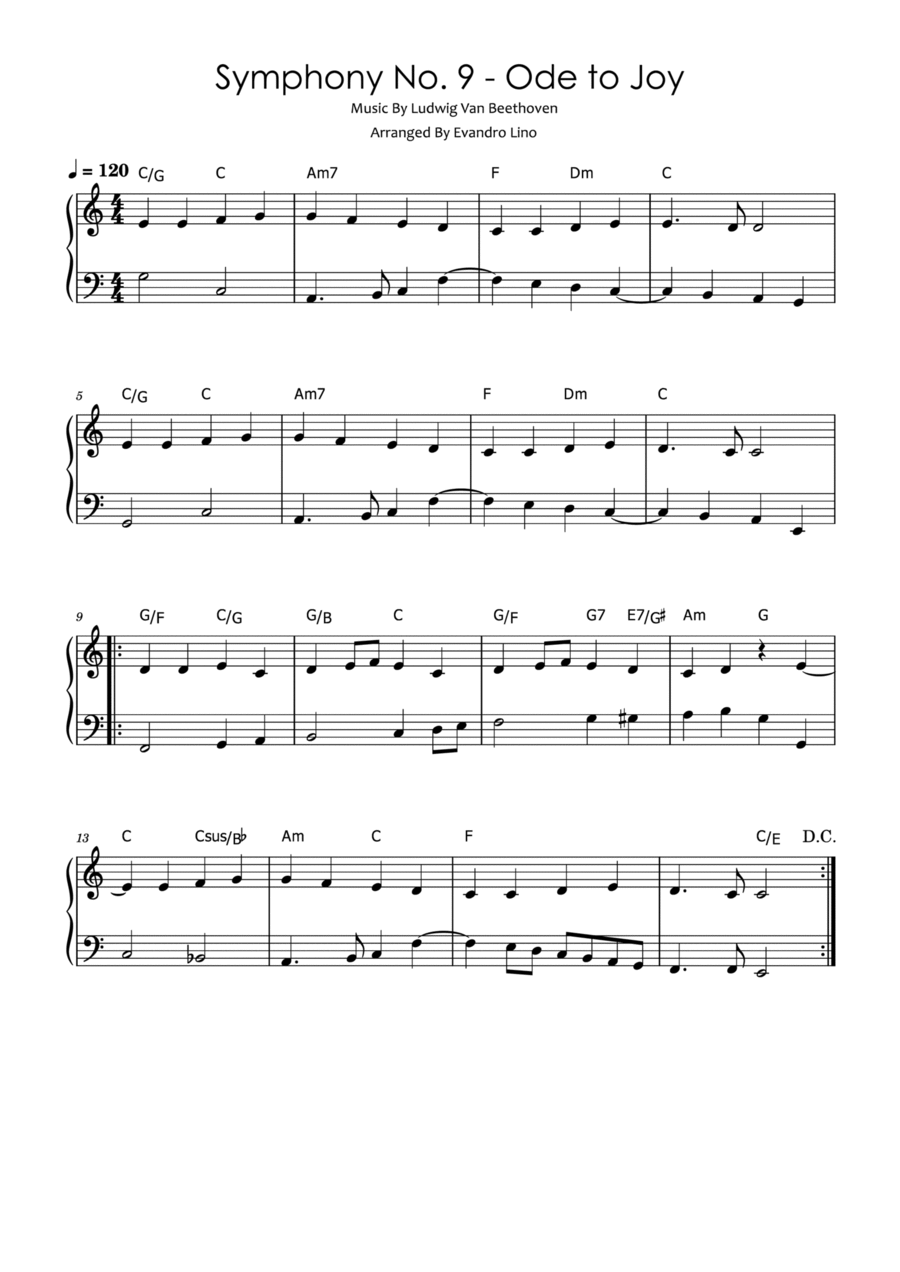 Symphony No. 9 - Ode to Joy - Level 2 Piano Solo scores gallery preview page 1