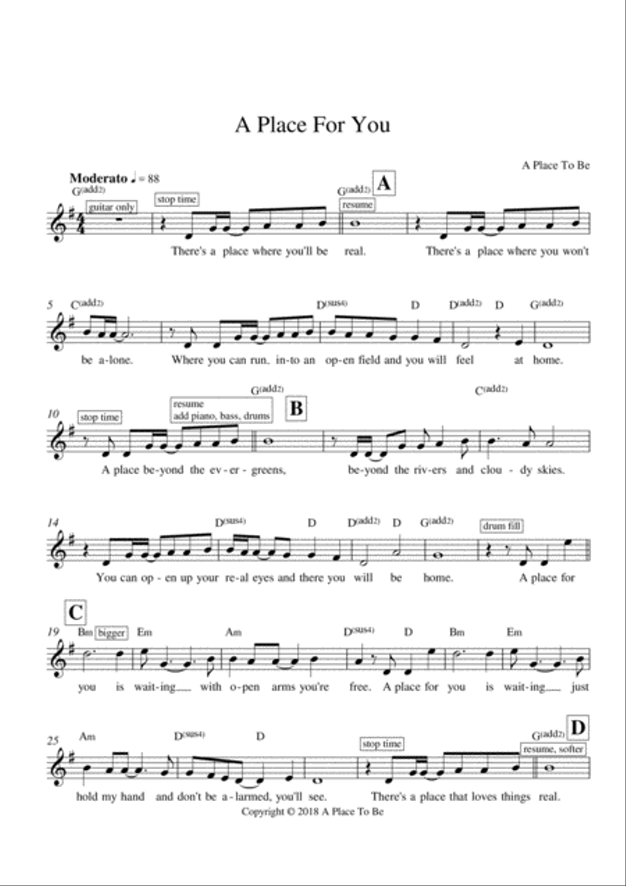 A Place For You Voice scores gallery preview page 1