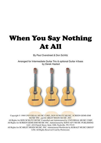 When You Say Nothing At All by Keith Whitley Guitar Ensemble - Digital Sheet Music