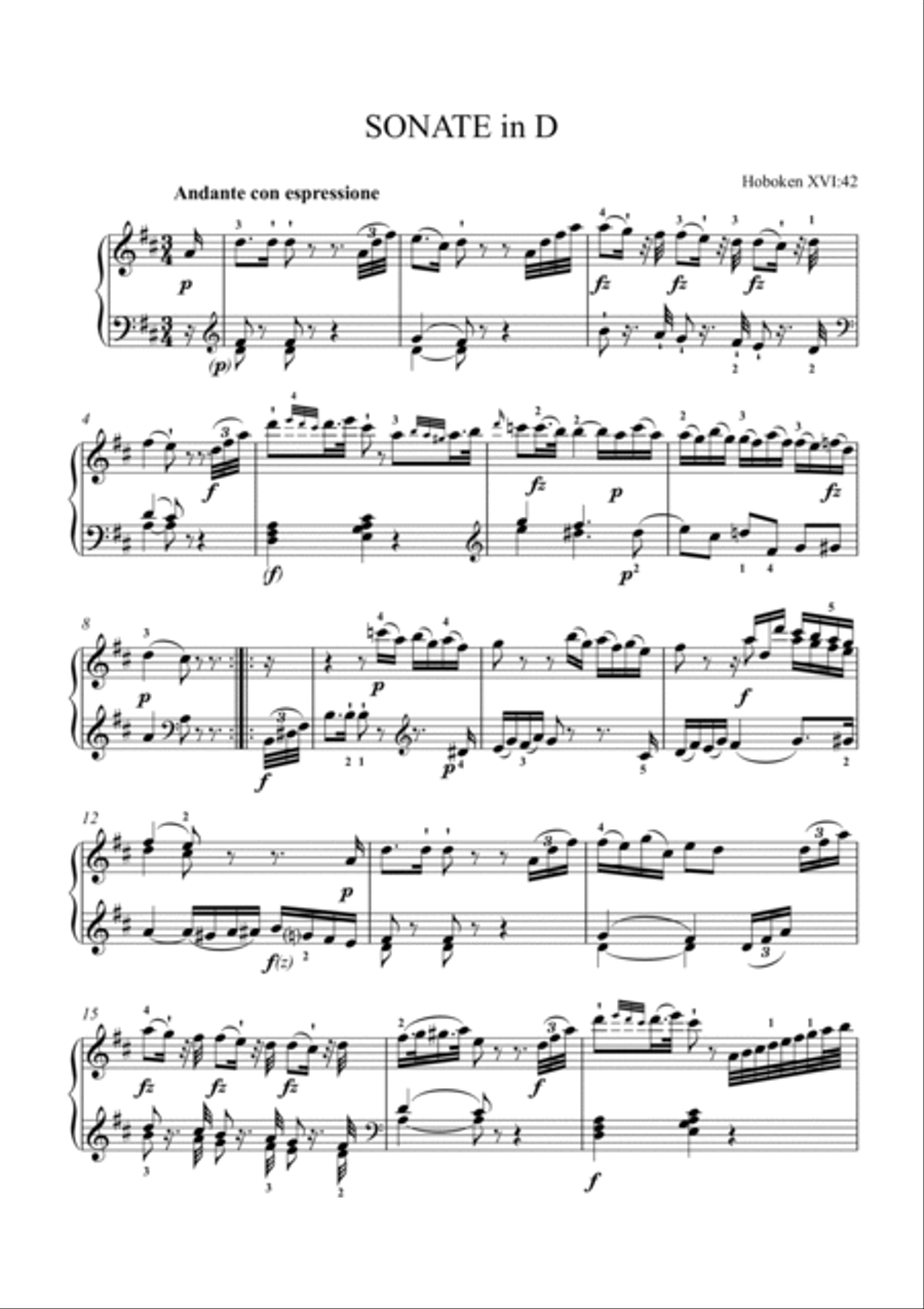 Haydn-Piano Sonata in D major,Hob.XVI.42(Piano solo) Small Ensemble scores gallery preview page 2