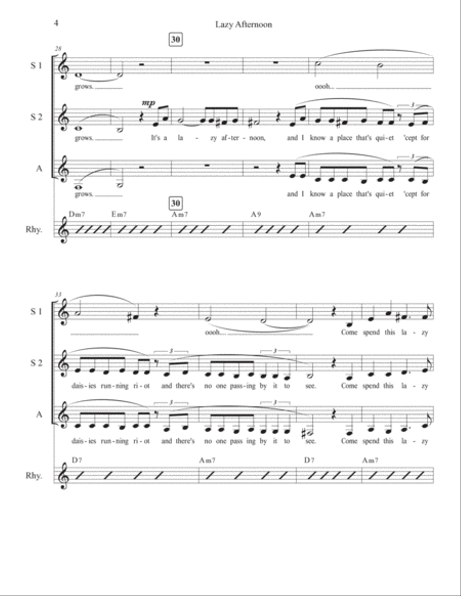 Lazy Afternoon SSA scores gallery preview page 4