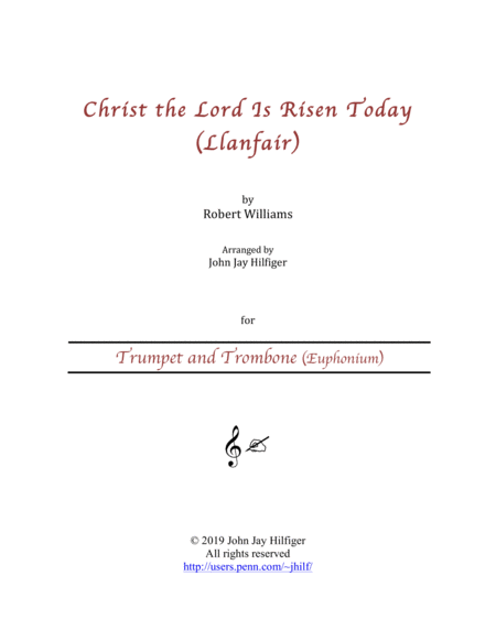 Christ the Lord Is Risen Today for Trumpet and Trombone image number null