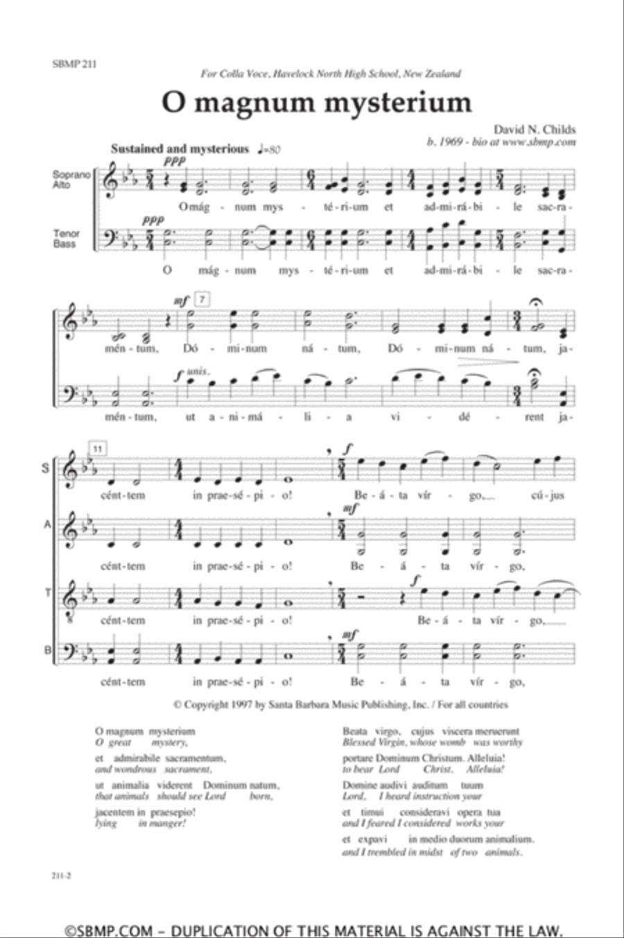 O magnum mysterium - SATB Octavo image number null