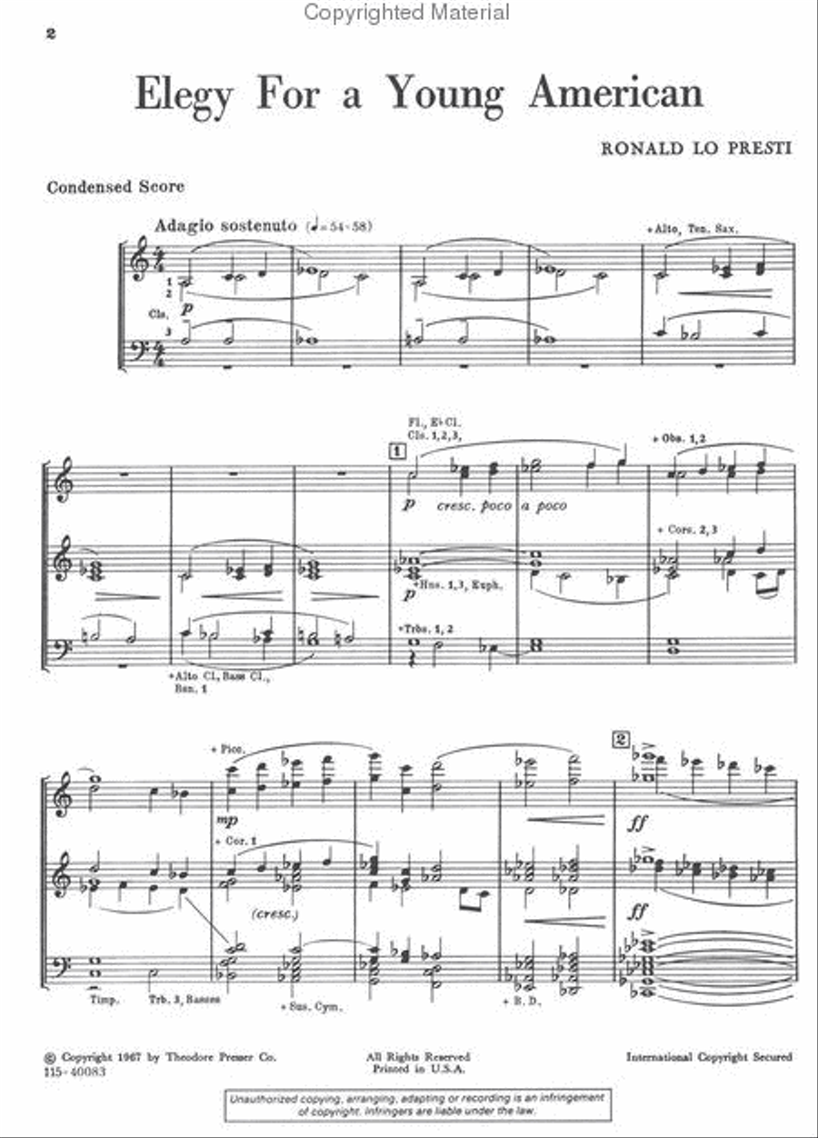 Elegy For A Young American Concert Band scores gallery preview page 2