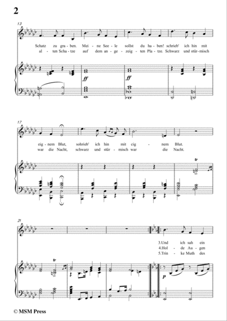 Schubert-Der Schatzgräber,in e flat minor,for voice and piano Voice Solo scores gallery preview page 4