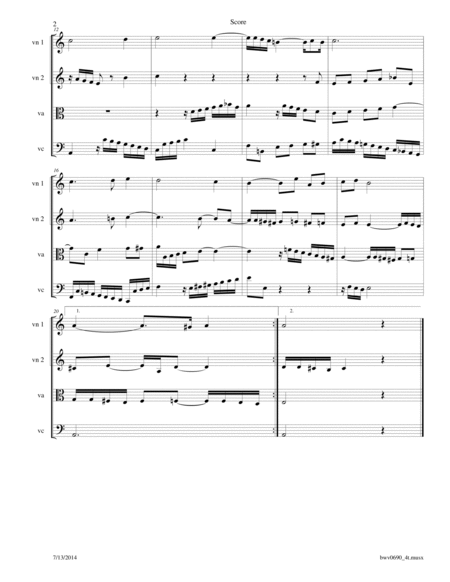 Bach: "Wer nur den lieben Gott lässt walten" BWV 690 for String Quartet image number null
