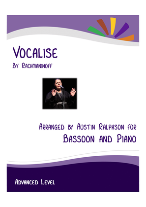 Book cover for Vocalise (Rachmaninoff) - bassoon and piano with FREE BACKING TRACK