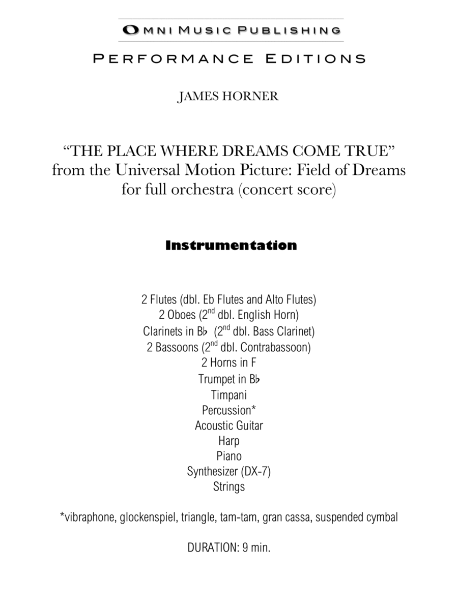 The Place Where Dreams Come True Full Orchestra scores gallery preview page 1