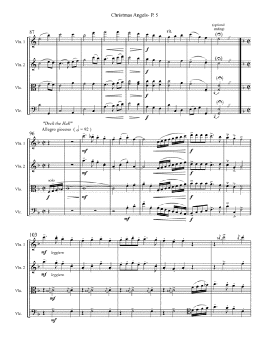 Christmas Angels String Quartet scores gallery preview page 5