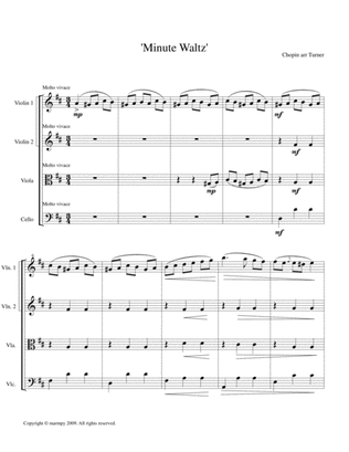 Book cover for Minute Waltz by Chopin (arranged for String Quartet)