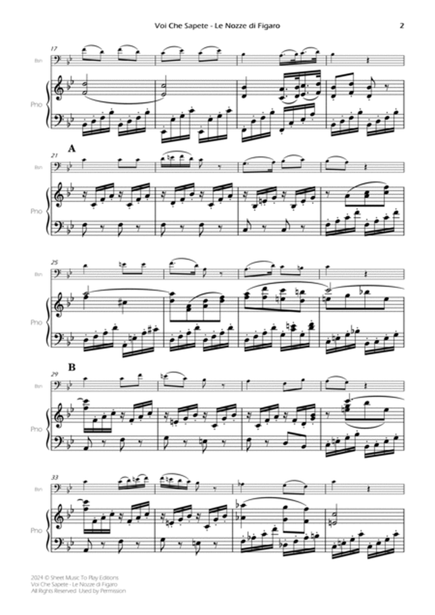 Voi Che Sapete from Le Nozze di Figaro - Bassoon and Piano (Full Score and Parts) image number null