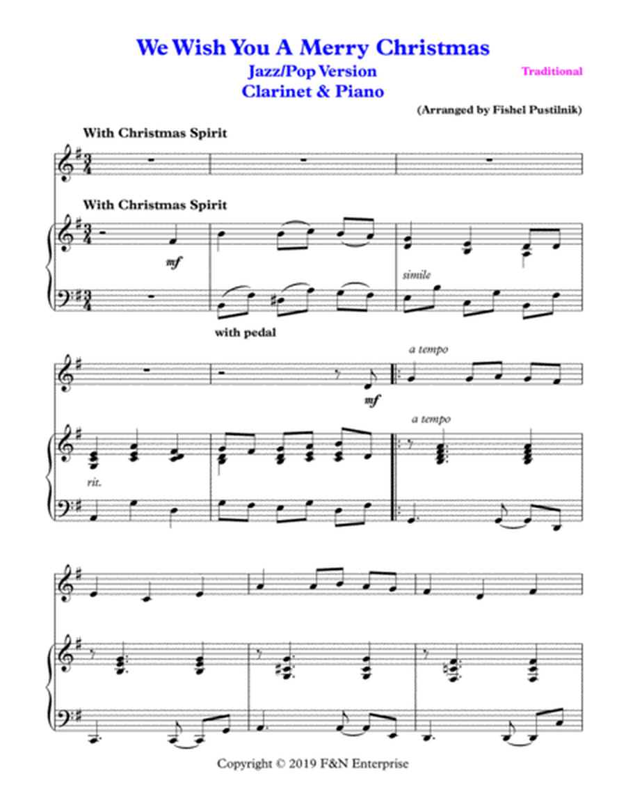 "We Wish You A Merry Christmas" for Clarinet and Piano-Video image number null