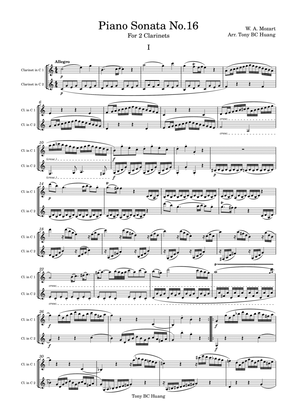 Sonata No.16, K.545 for 2 Clarinets