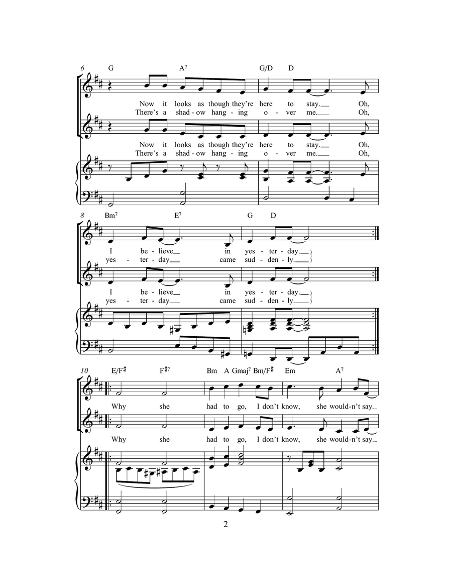 Yesterday (arr. Rick Hein) 2-Part scores gallery preview page 2