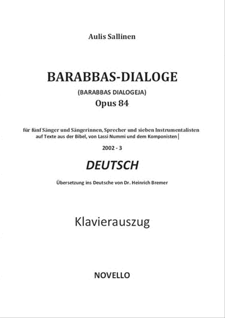 Barabbas-Dialoge (Barabbas Dialogues), Op. 84 Voice scores gallery preview page 1