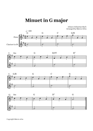 Book cover for Minuet in G Major - for flute and clarinet