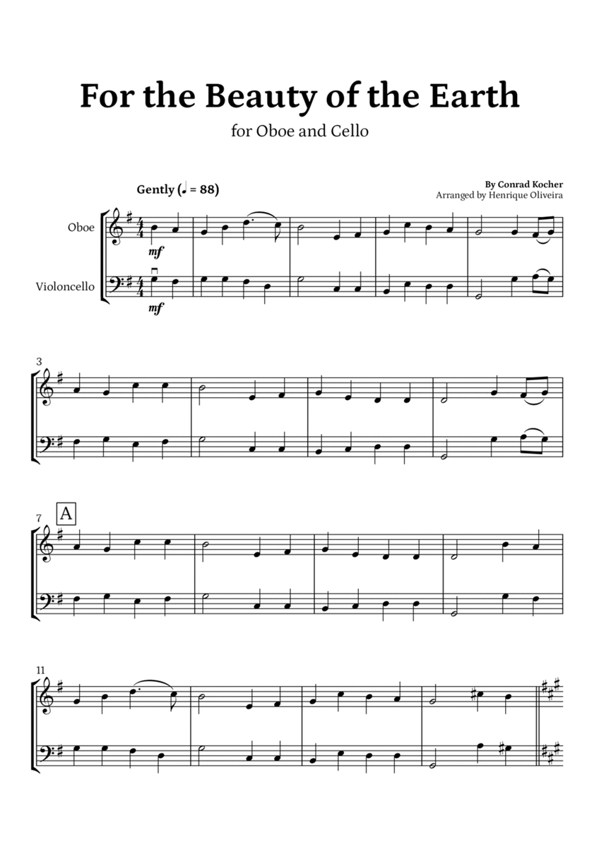 For the Beauty of the Earth (for Oboe and Cello) - Easter Hymn image number null