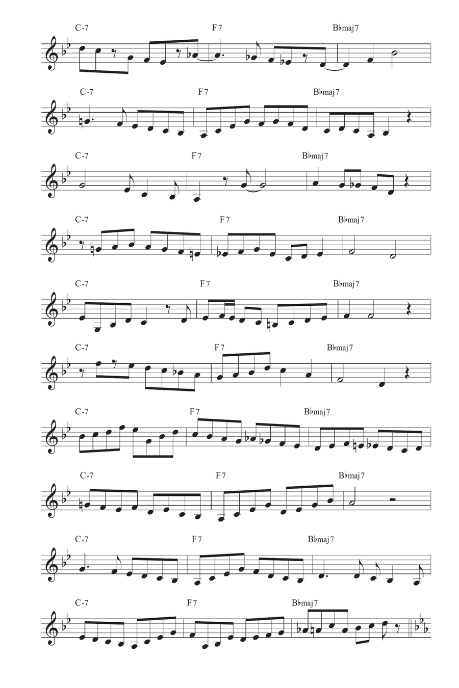 Jazz trumpet - 10 easy II-V-I licks Chet Baker in 12 keys B-Flat Trumpet scores gallery preview page 5