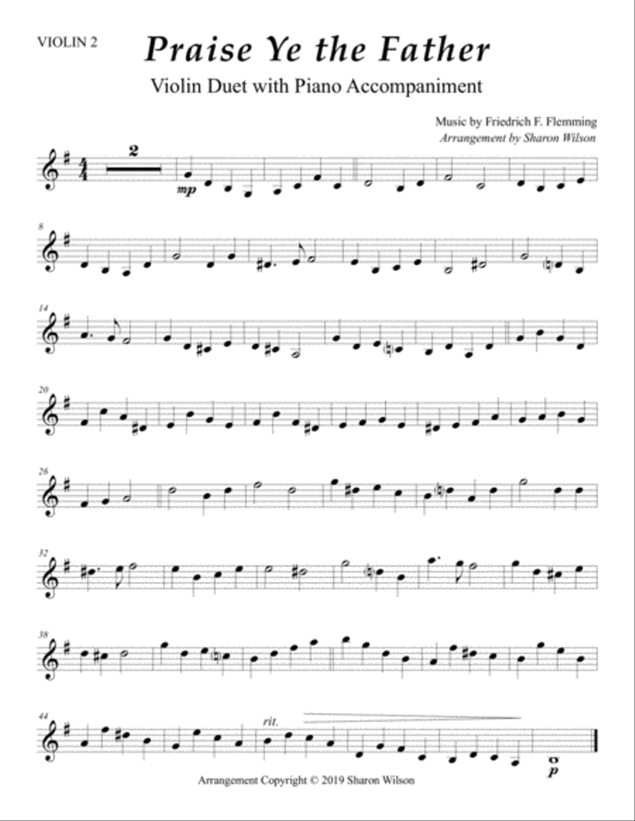 Praise Ye the Father (Violin Duet with Piano accompaniment) String Duet scores gallery preview page 3