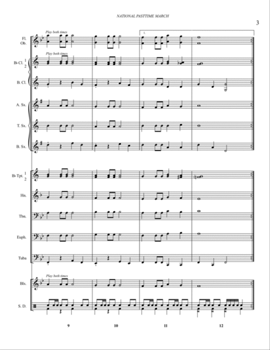 NATIONAL PASTIME MARCH - Concert March Concert Band scores gallery preview page 4