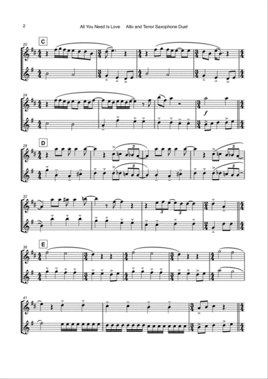 All You Need Is Love Woodwind Duet scores gallery preview page 3
