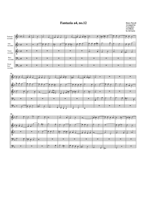 Book cover for Fantazia no.12 (arrangement for 5 recorders (SATBgB))