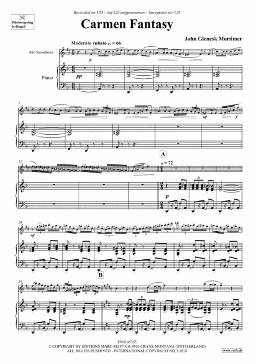Carmen Fantasy Alto Saxophone scores gallery preview page 4