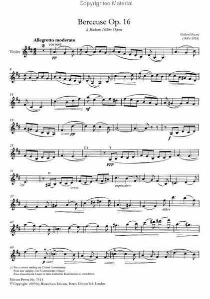 Anthology of Original Pieces - Violin and Piano by Gabriel Faure Violin Solo - Sheet Music
