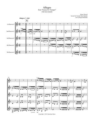 Allegro (from "Sonata for Trumpet") (Bb) (French Horn Quintet)