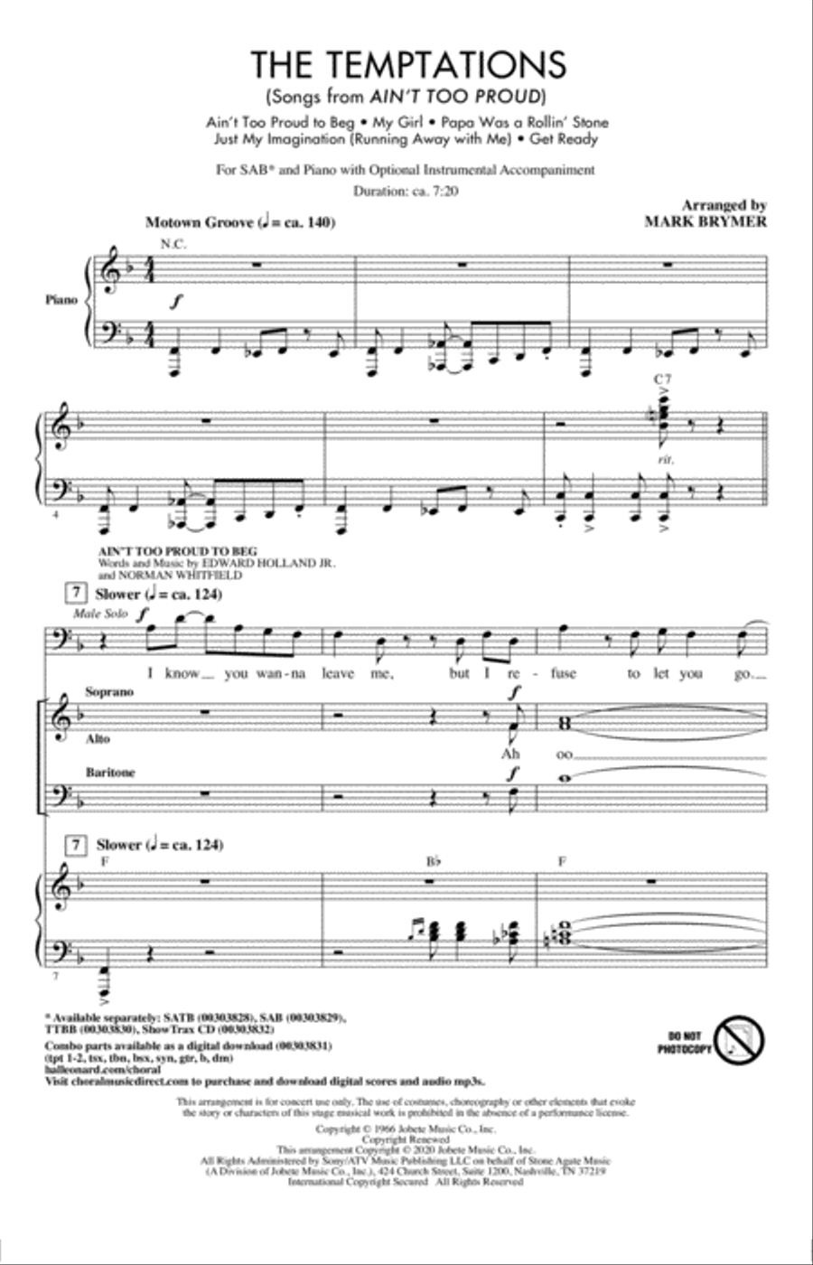 The Temptations (Songs from Ain't Too Proud) (arr. Mark Brymer) 3-Part scores gallery preview page 1