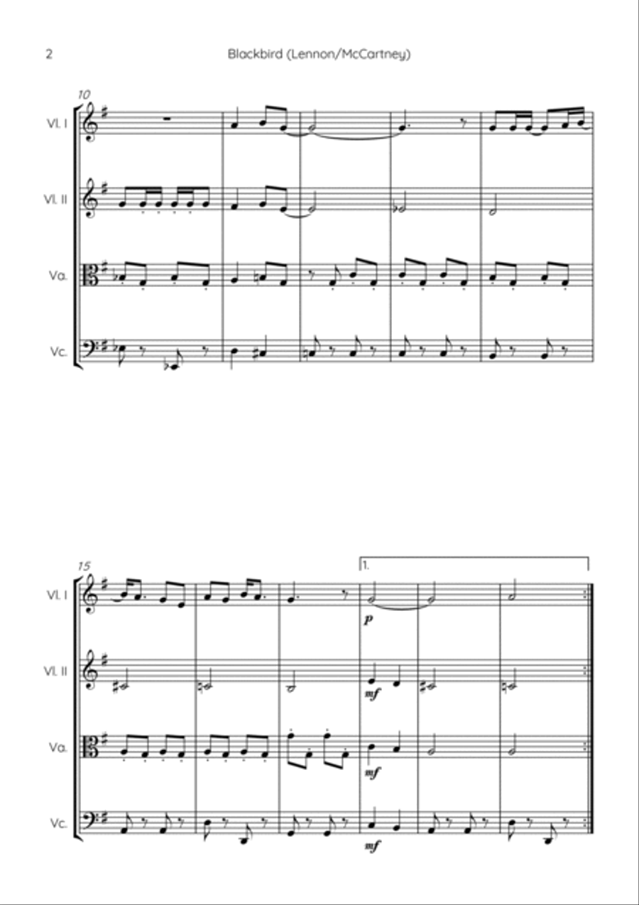 Blackbird String Quartet scores gallery preview page 2