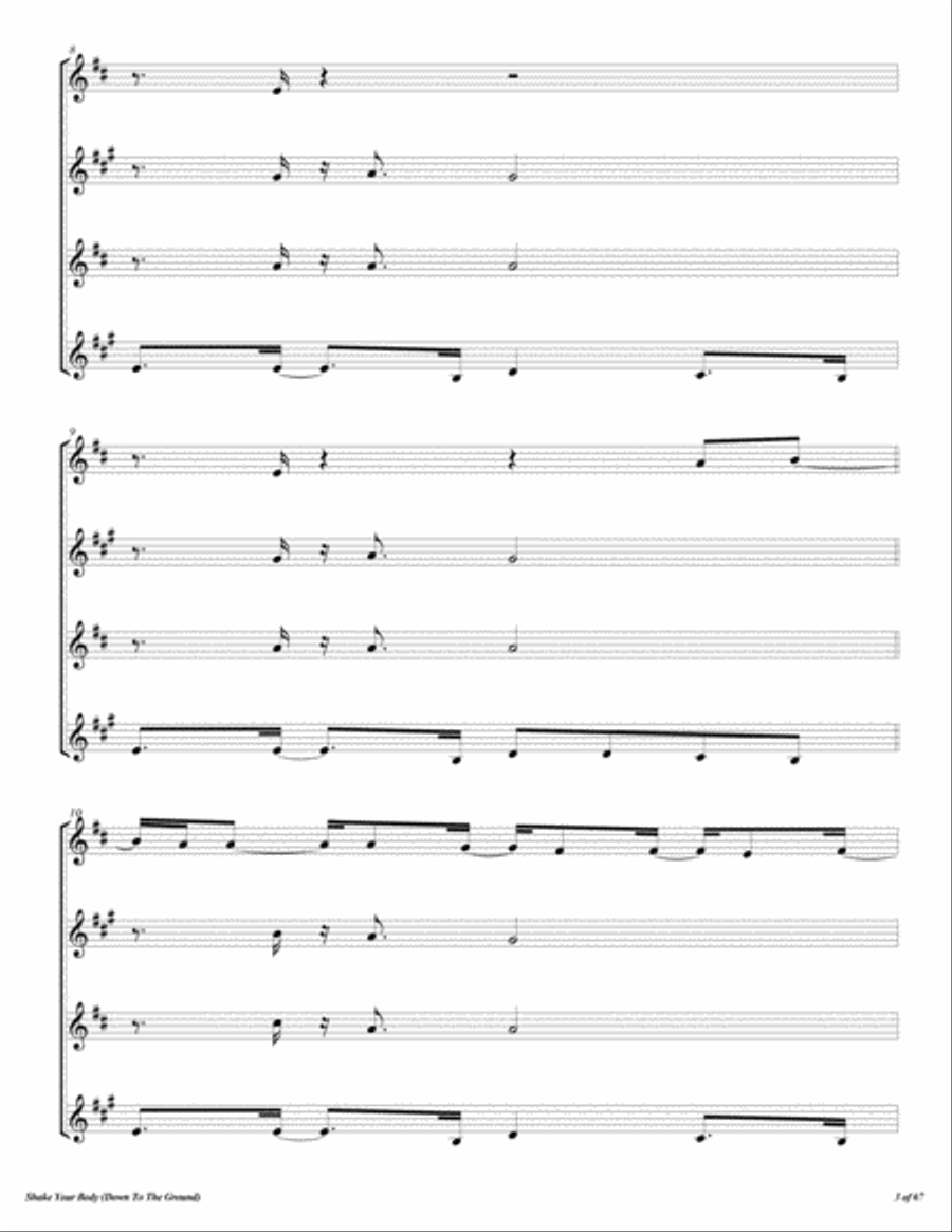 Shake Your Body Down To The Ground Woodwind Quartet scores gallery preview page 4