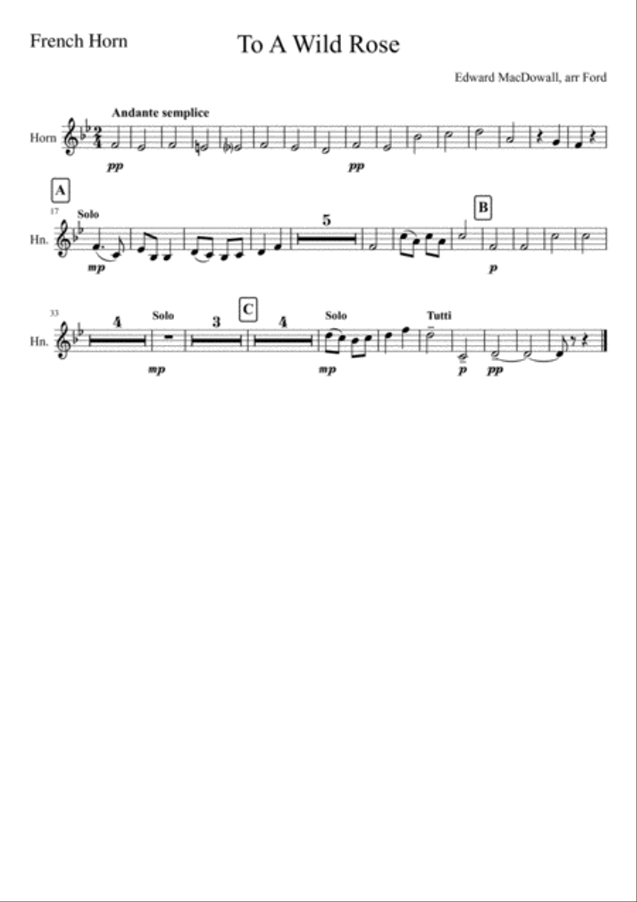 To A Wild Rose Brass Ensemble scores gallery preview page 3
