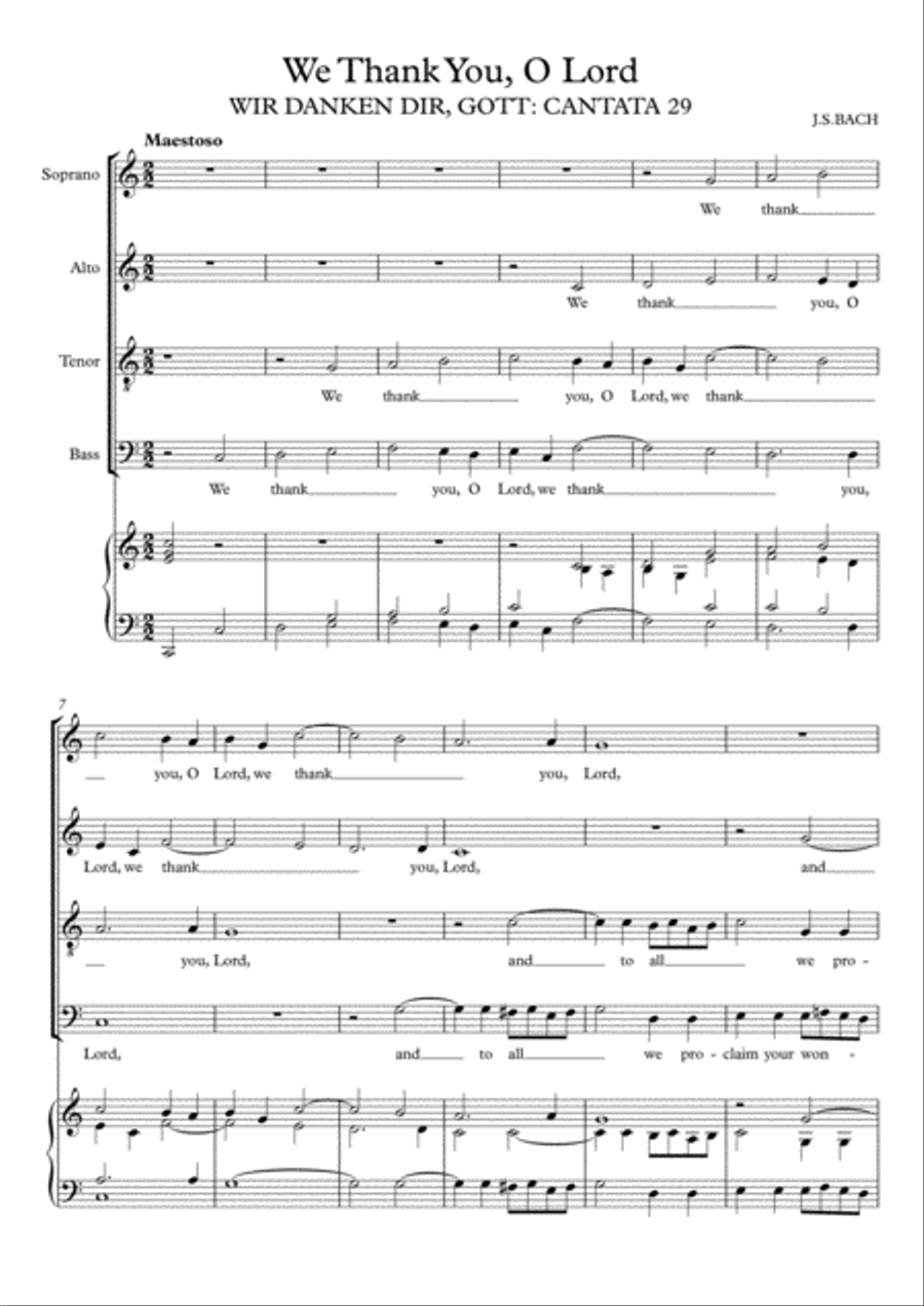 We Thank You, O Lord (Wir danken dir, Gott) for SATB and organ 4-Part scores gallery preview page 2