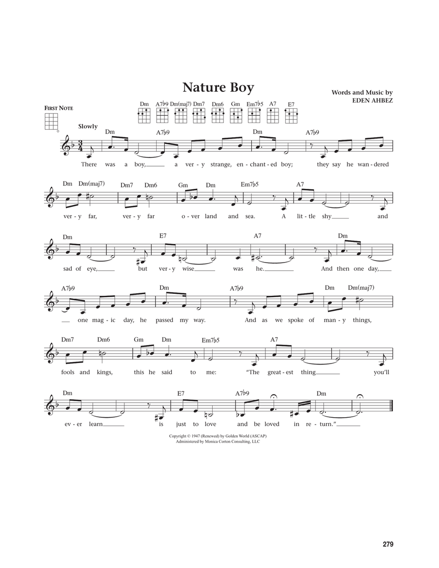 Nature Boy (from The Daily Ukulele) (arr. Jim Beloff) Ukulele scores gallery preview page 1