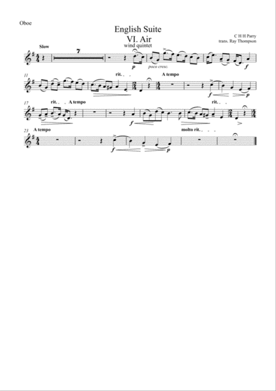 Parry: An English Suite VI Air - wind quintet Woodwind Quintet scores gallery preview page 4