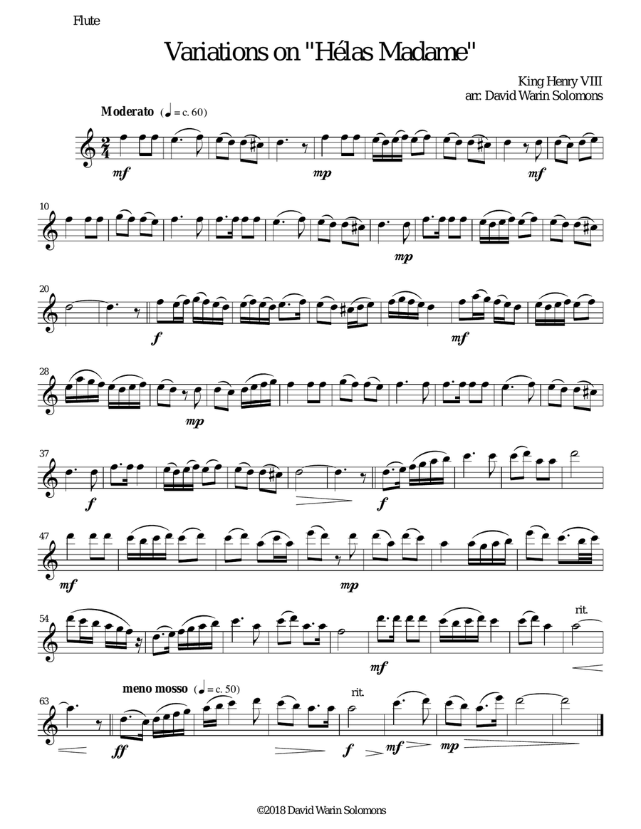 Variations for wind quartet on 