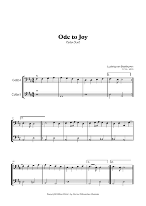 Ode to Joy for Easy Cello Duet