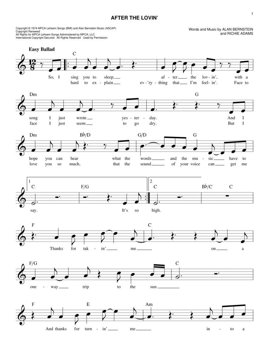 After The Lovin' After The Lovin' Piano scores gallery preview page 1