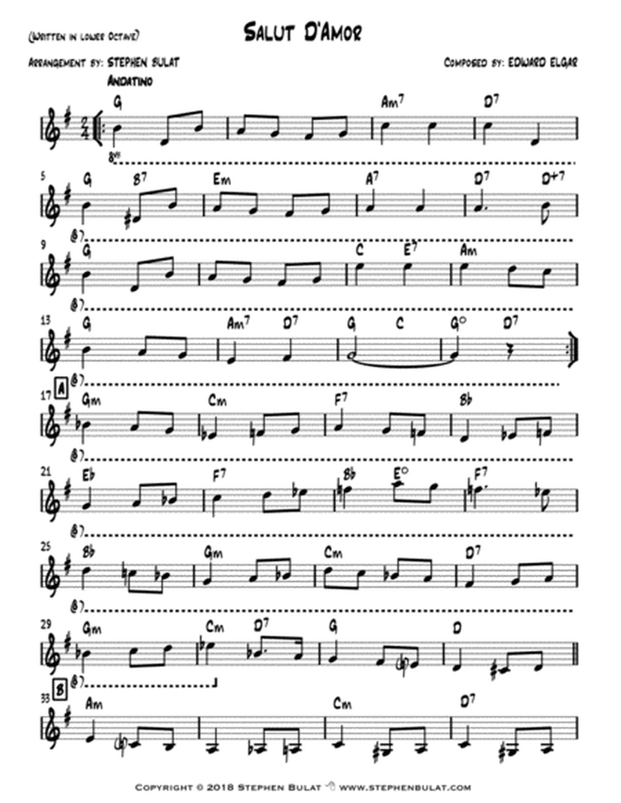 Salut D'Amor (Elgar) - Lead sheet (key of G)