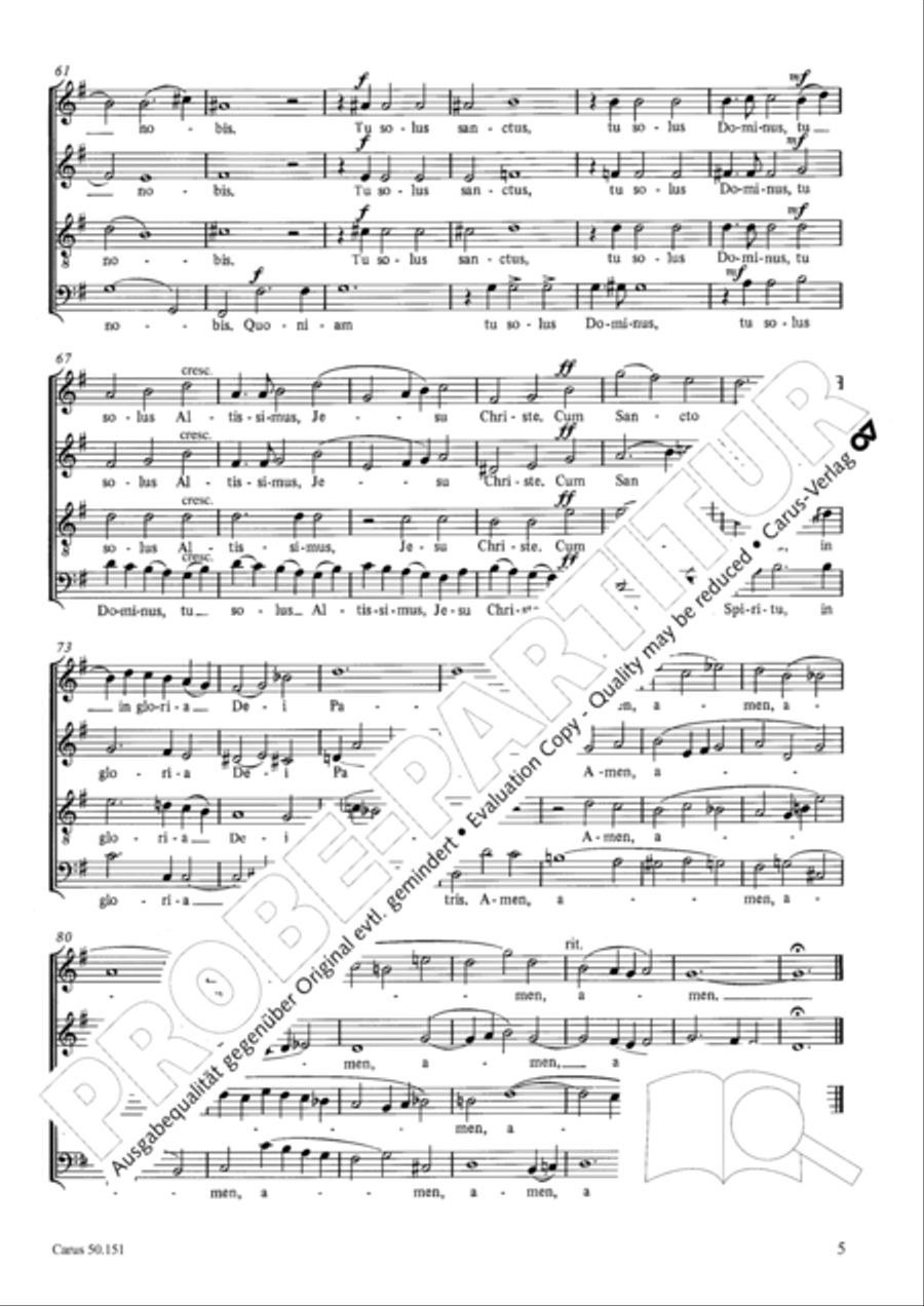 Missa St. Crucis in G 4-Part scores gallery preview page 6