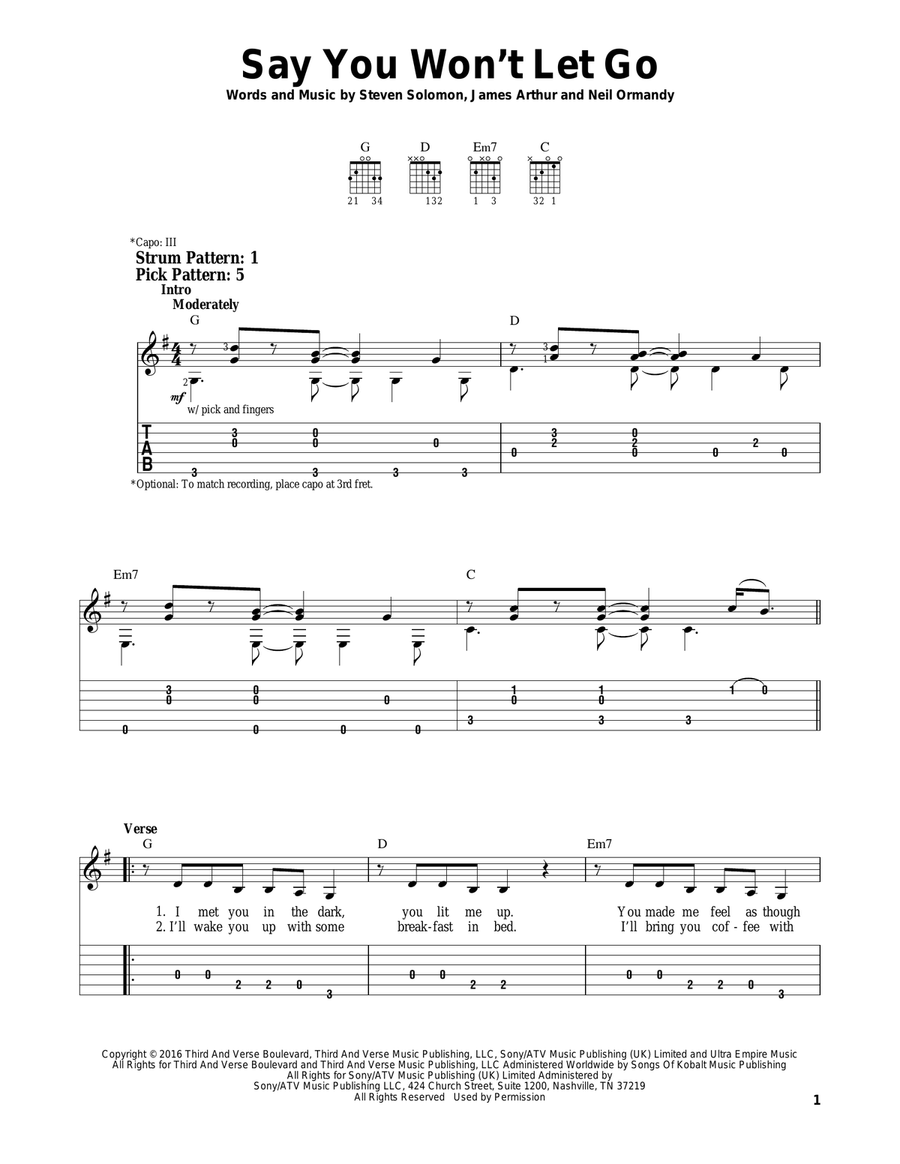 Say You Won't Let Go Acoustic Guitar scores gallery preview page 1